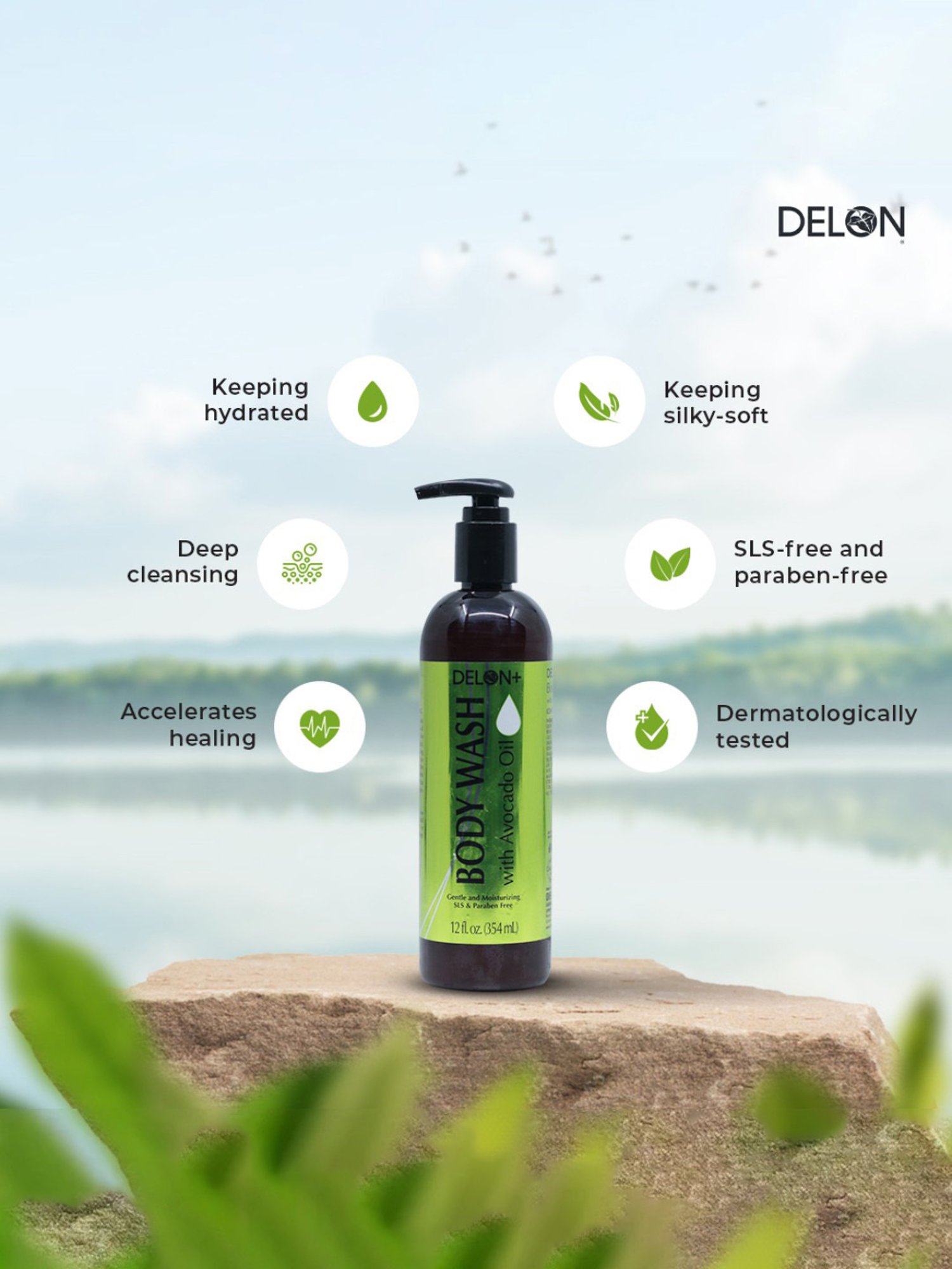 Delon Body Wash with Avocado Oil - 354 ml