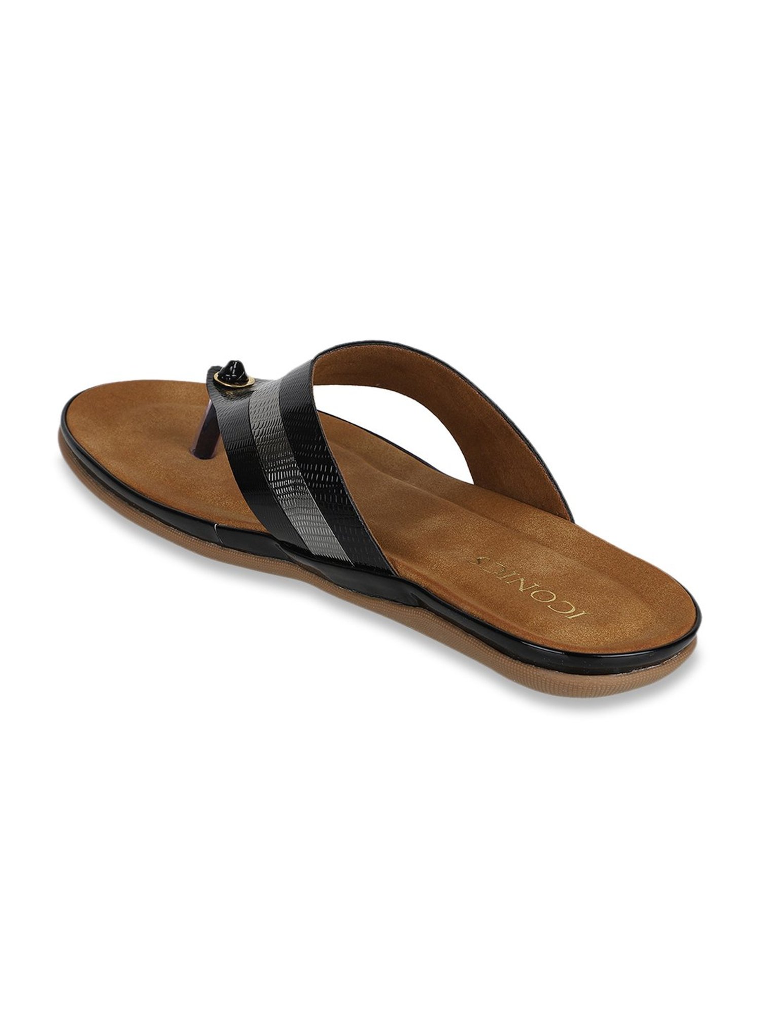 Iconics Women's Black Thong Sandals