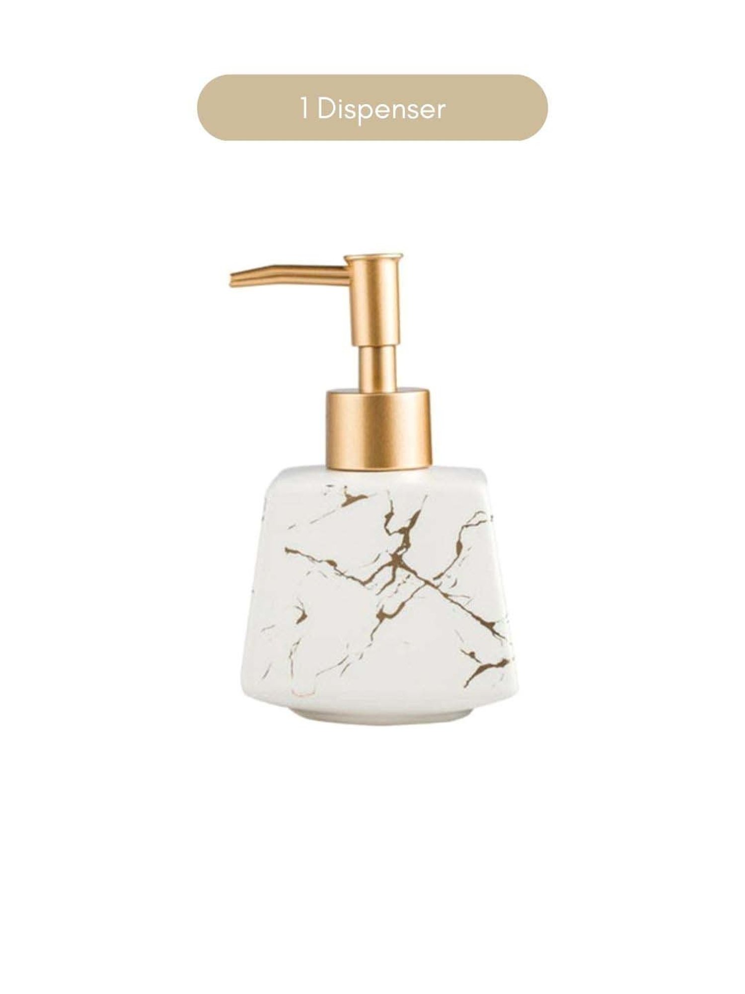 Nestasia premium quality ceramic white with golden splash lotion bottle with metal nozzle (260 ml)