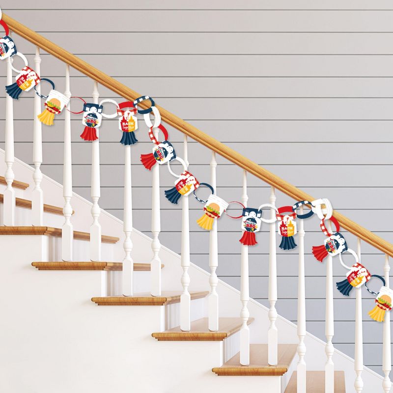 Big Dot of Happiness Missed You BBQ - 90 Chain Links and 30 Paper Tassels Decoration Kit - Backyard Summer Picnic Party Paper Chains Garland - 21 feet