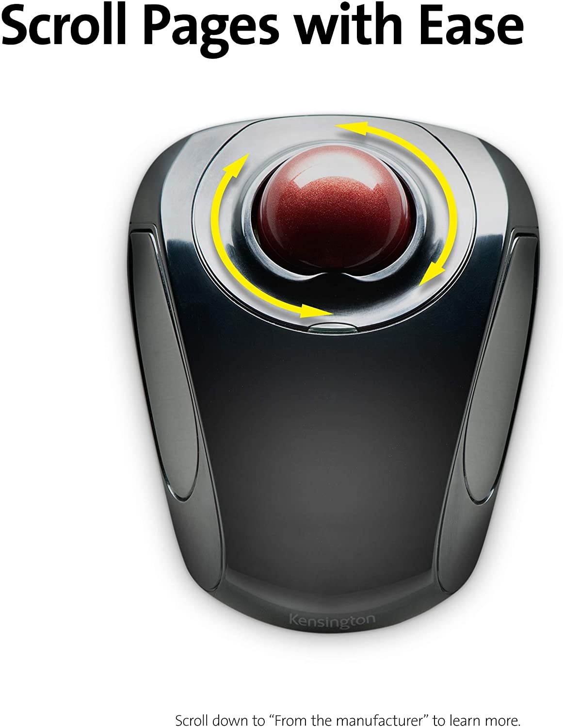 Kensington Orbit Wireless Trackball Mouse with Touch Scroll Ring (K72352US)Black