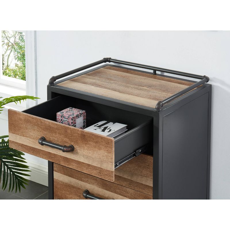 Dredan Metal Console Table with 4 Drawers Natural/Sand Black - miBasics