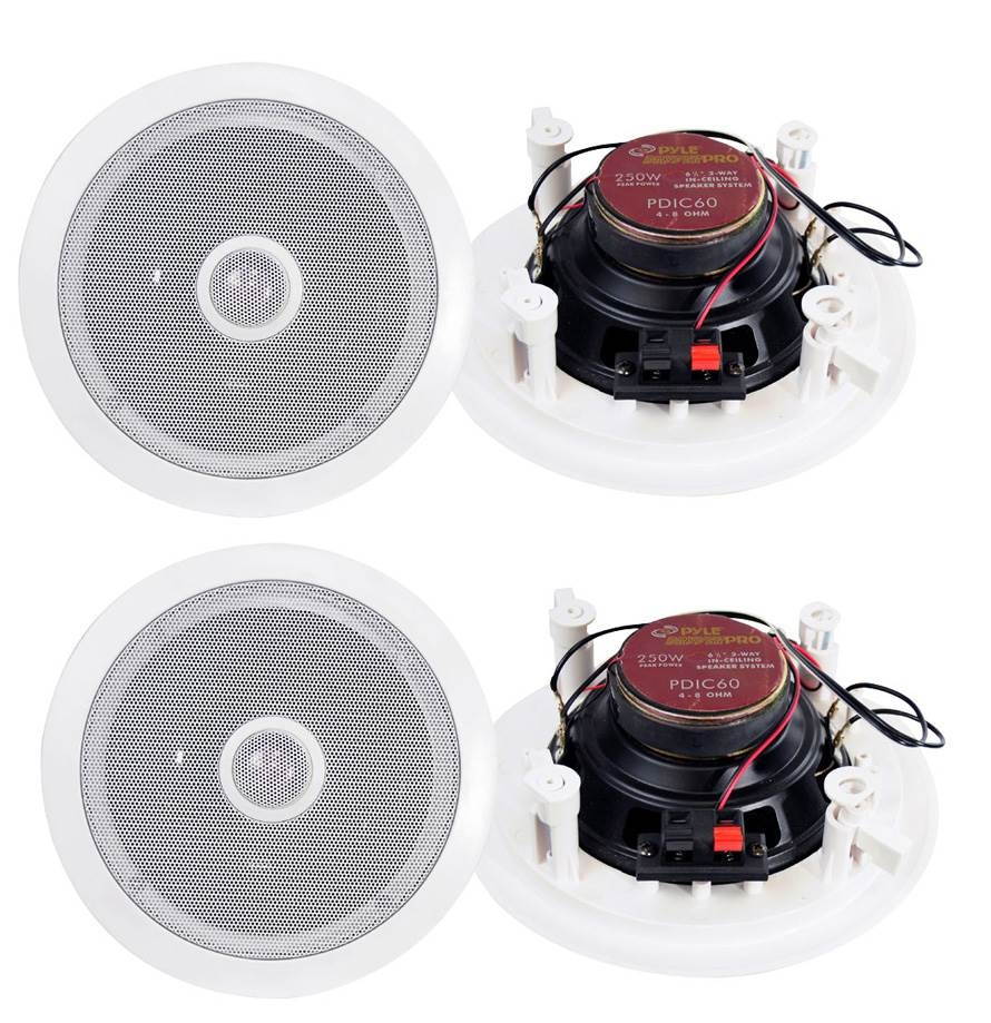 Pyle PDIC6 6.5-Inch 250W Round Wall/Ceiling Home Speakers (Pair)