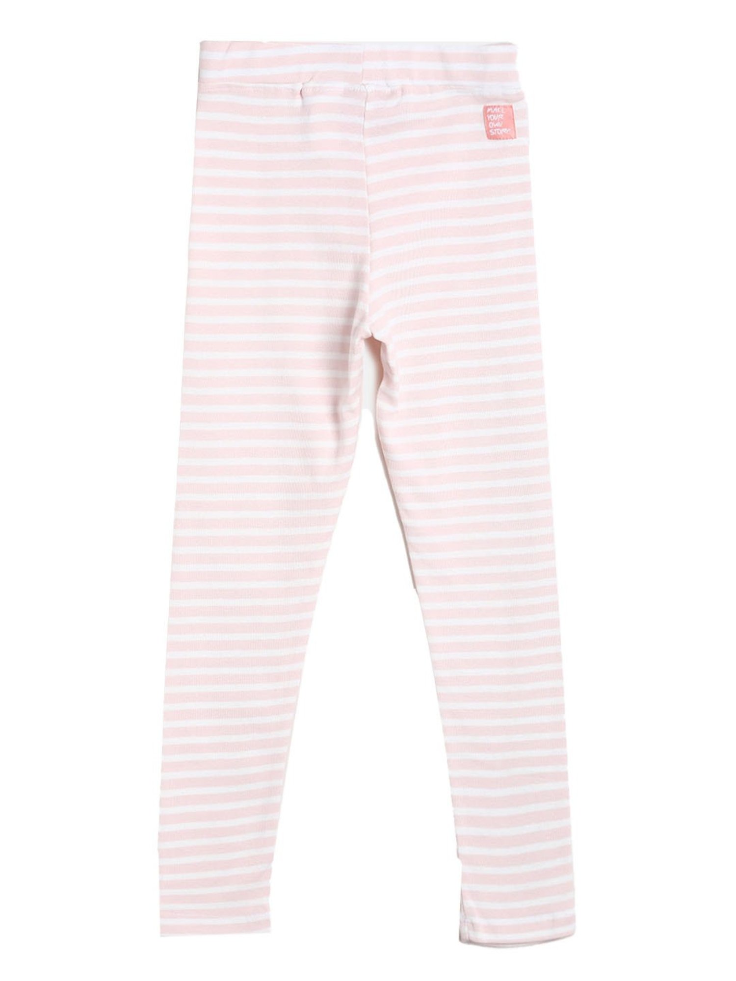 Tales & Stories Girls Pink Striped Leggings
