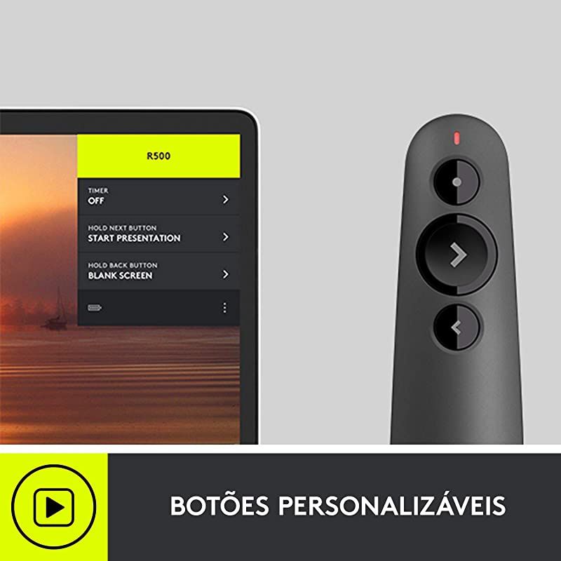 R500 Laser Presentation Remote Clicker with Dual Connectivity Bluetooth or USB for Powerpoint Keynote Google Slides Wireless Presenter Black