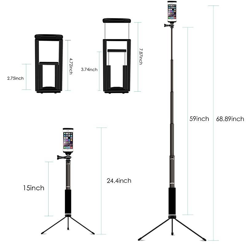 Bluetooth Selfie Stick with Tripod Remote 59Inch  Extendable Monopod with Tripod Stand for iPhone 1111PROXXS maxXRXS876PlusTabletSamsung S7S8S9AndroidGoPro Cameras