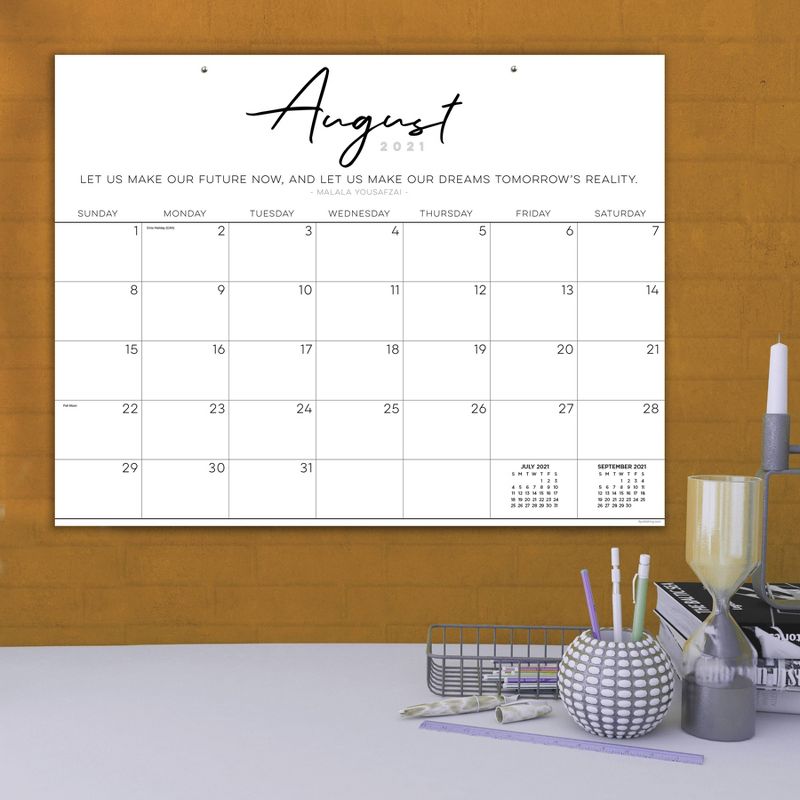 2021-22 Academic Desktop Calendar Inspirational Script Desk Pad Monthly - The Time Factory
