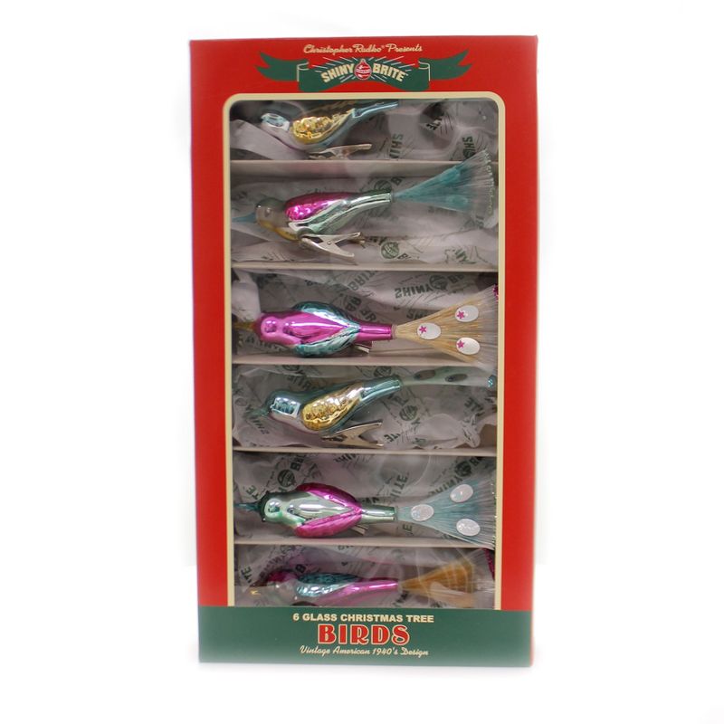 Shiny Brite 2.0" Vc Bird Clips Vintage Celebration  -  Ornament Sets