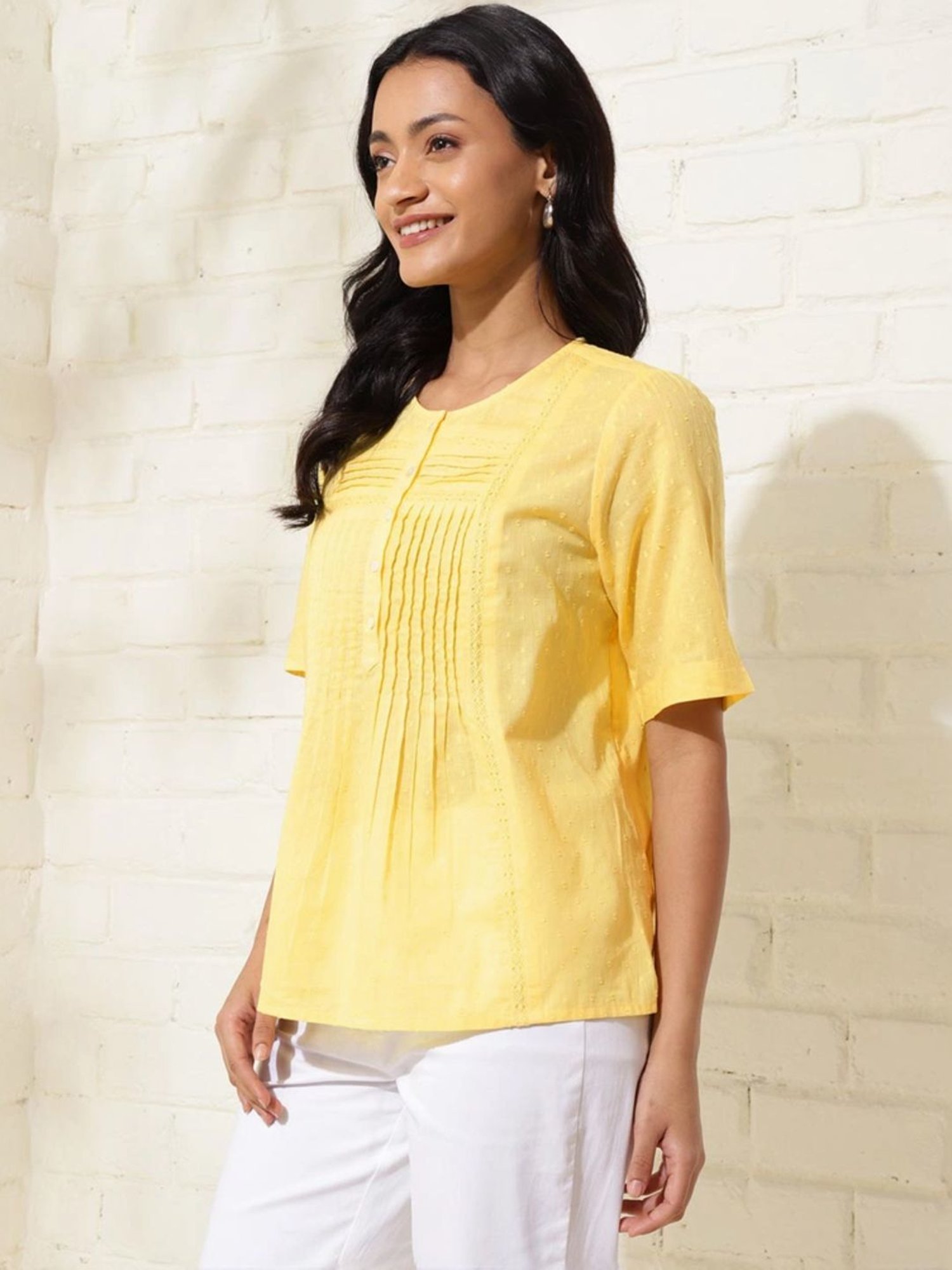 Fabindia Yellow Cotton Top