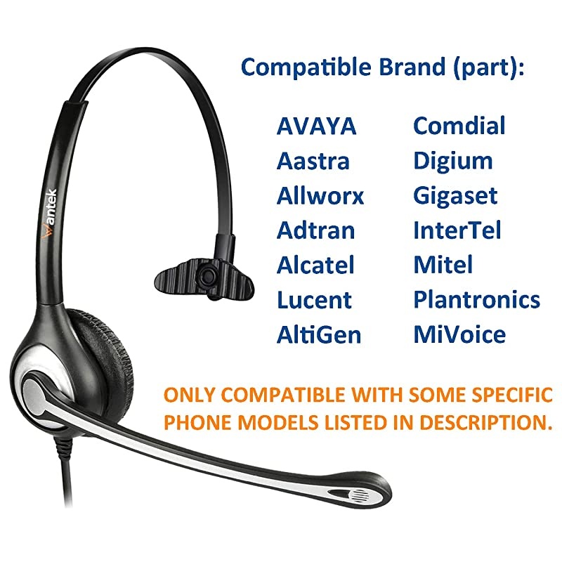 Corded Office Telephone Headset RJ9 with Noise Cancelling Mic and Quick Disconnect for Polycom VVX310 VVX311 VVX410 VVX411 Shoretel 230 480 Avaya 1408 1416 5410 Mitel 5220 5330e Phones600QS3