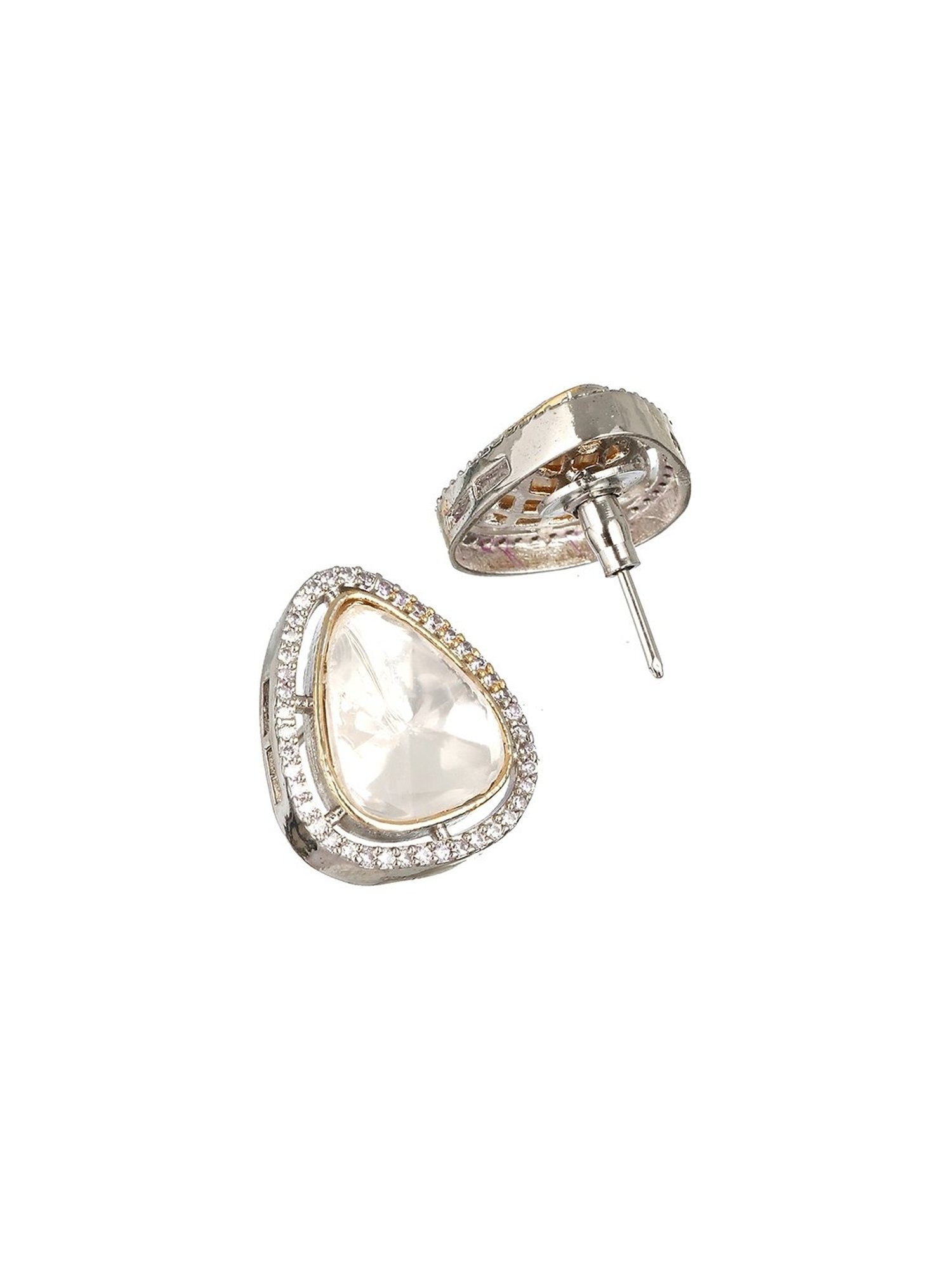 Saraf RS Jewellery Silver Kundan &CZ Studded Studds Earrings