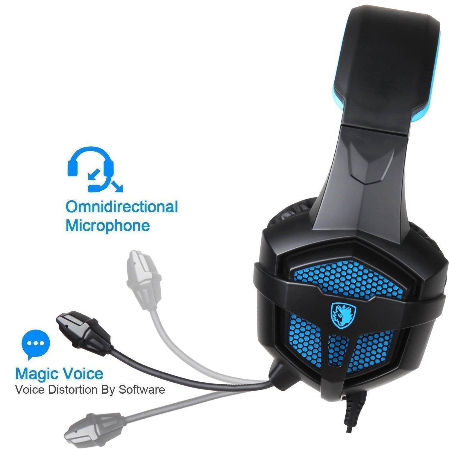 SADES SA807 3.5mm Three-stage Decompression Wired Gaming Headphone with Retractable Microphone,