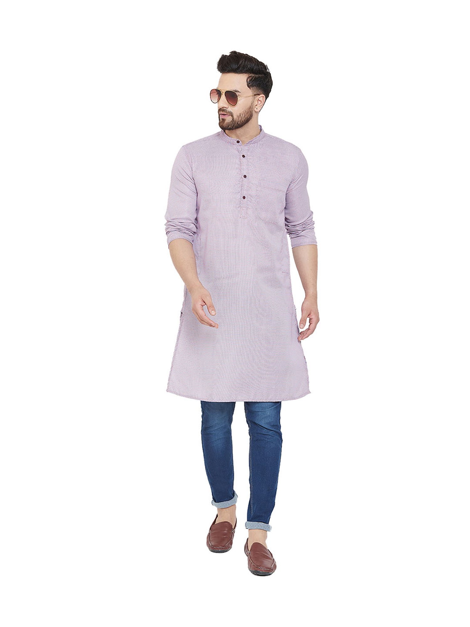 Even Blue Cotton Kurta