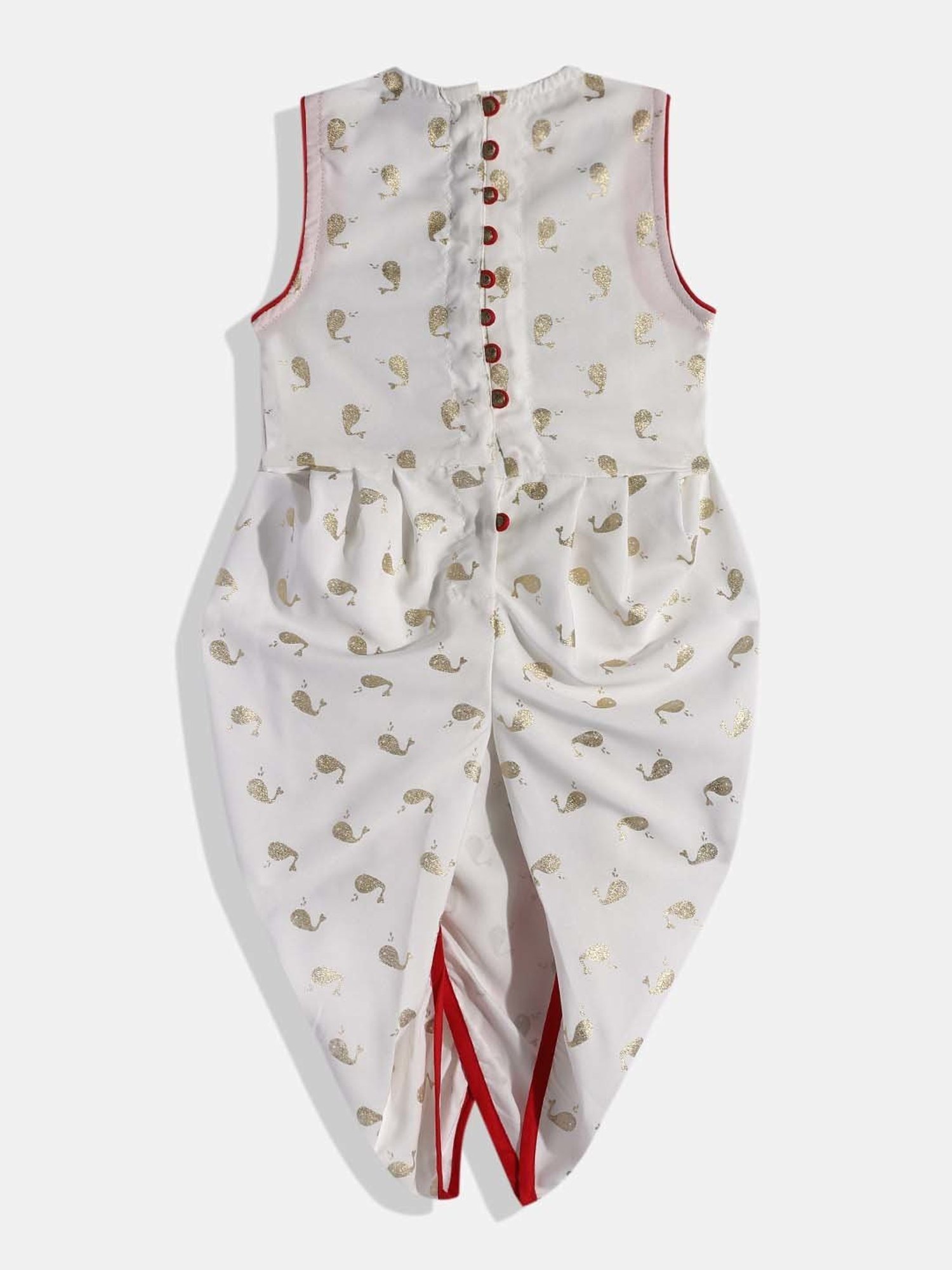TWISHA Kids White & Red Embroidered Jumpsuit