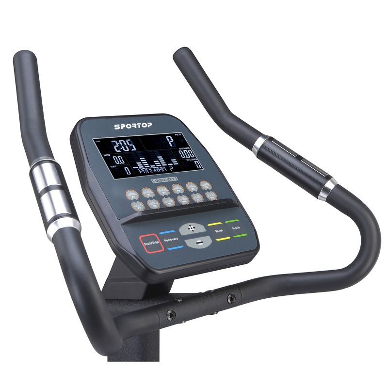 Sportop U60 Indoor Comfortable Home Workout Bike Stationary Fitness Cycler Exercise Machine with 12 Pre Programmed Trainings and Monitor Screen, Black