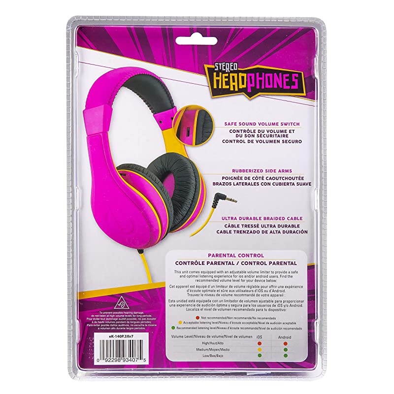 Headphones for Kids, Wired Headphones for School, Home or Travel, Tangle Free Stereo Headphones with Parental Volume Control, Connect via 3.5mm Jack