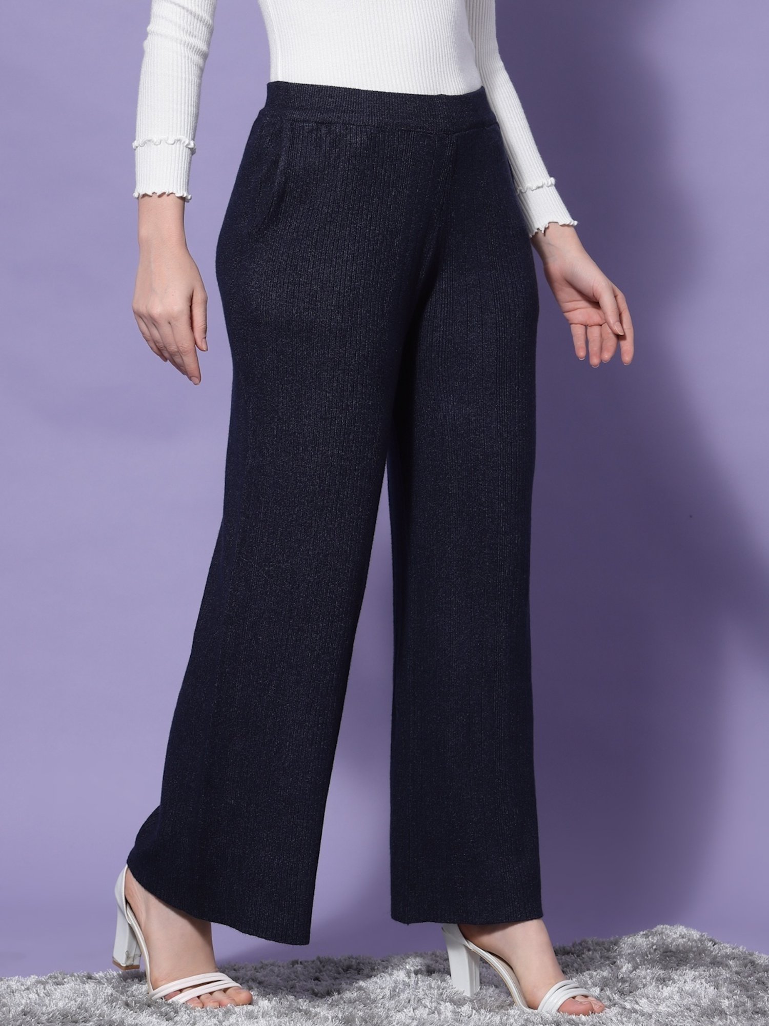 Mafadeny Navy Mid Rise Palazzos