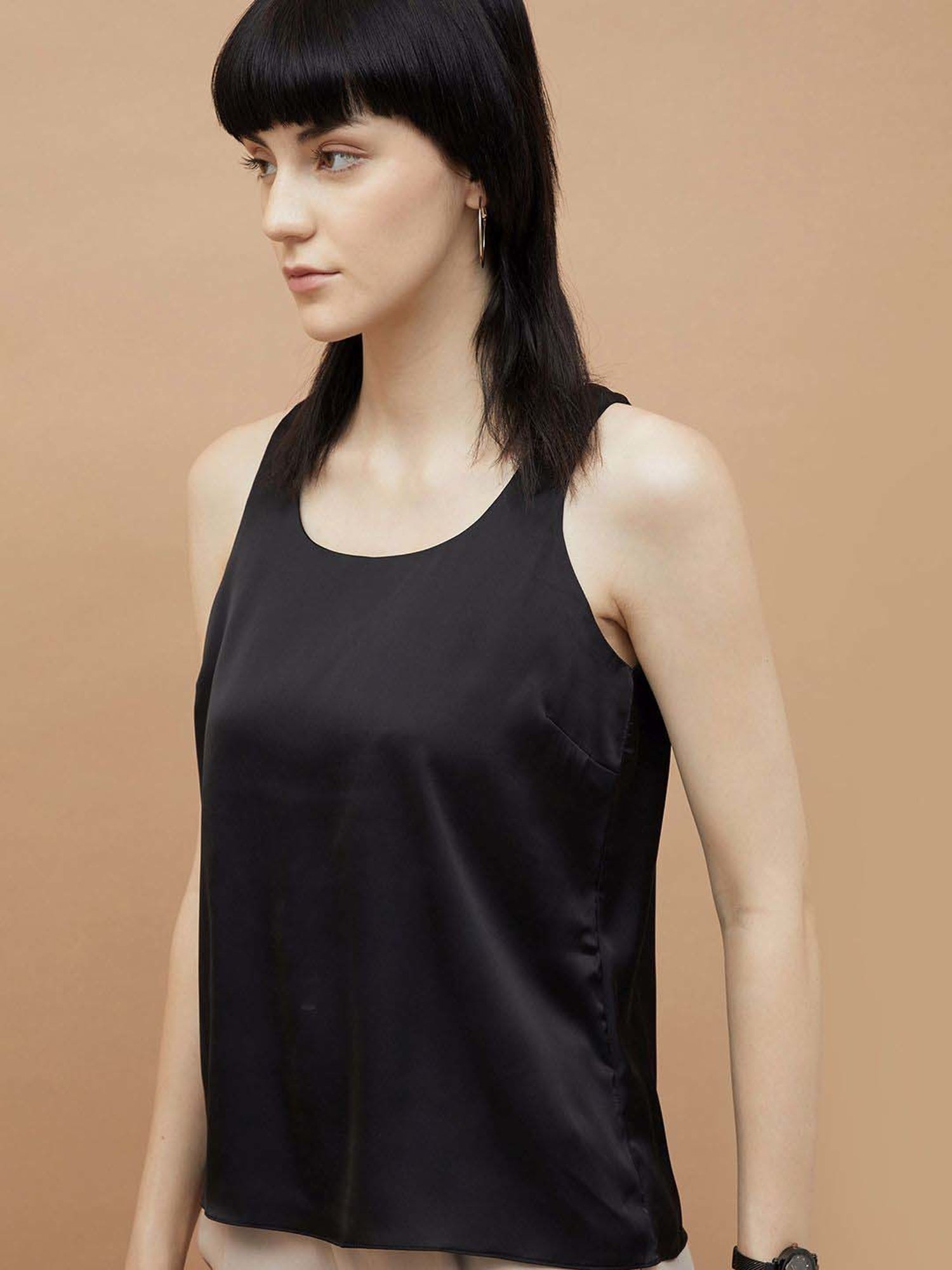 Code by Lifestyle Black Plain Top