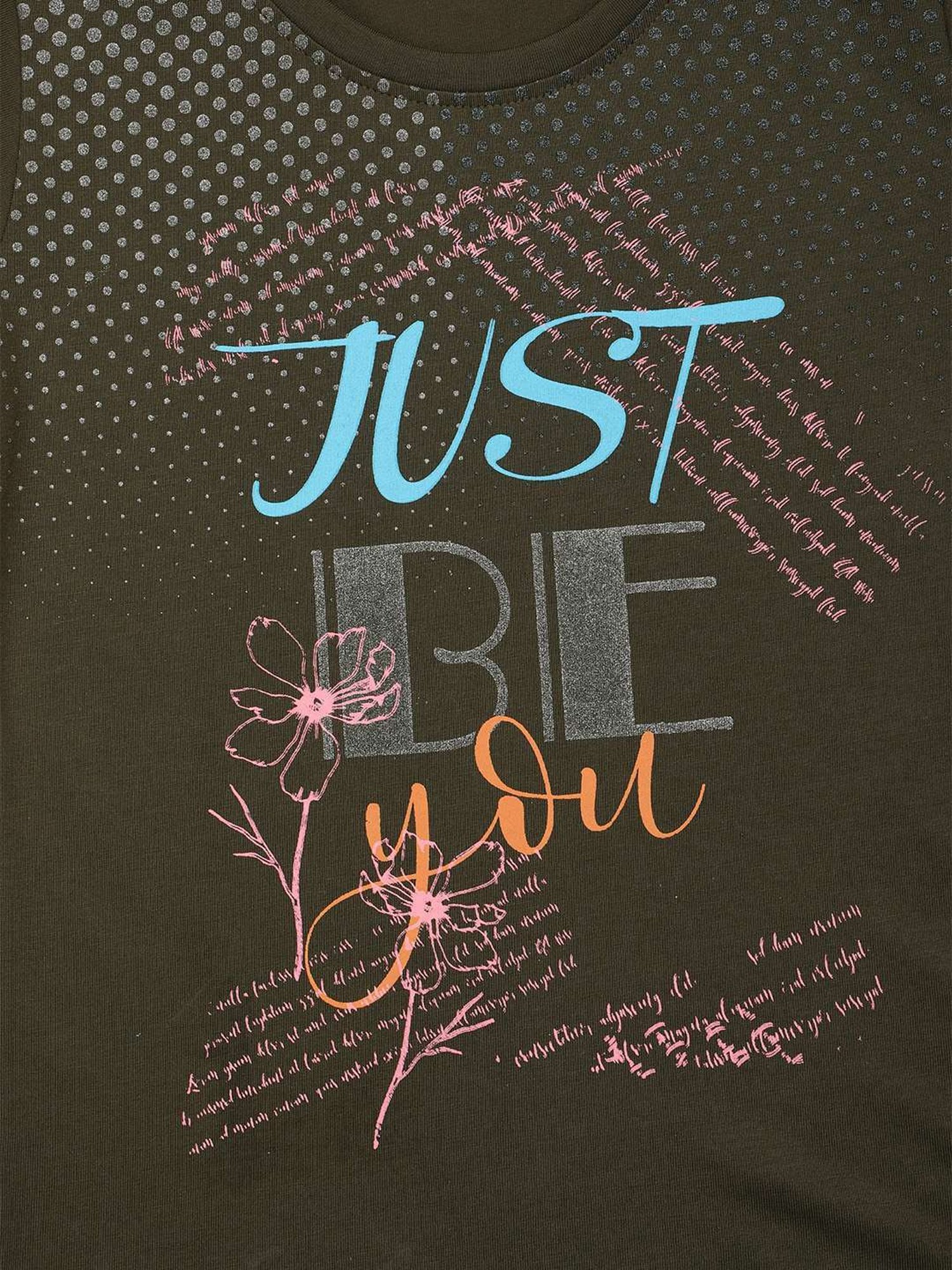 NINS MODA Kids Olive Green Printed Top