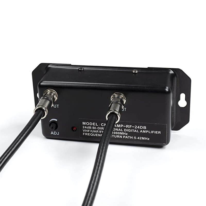 Distribution Amplifier - Digital TV Antenna Booster Signal Amplifier, Adjustable Boost/Gain, NTSC, ATSC, FM, UHF, VHF - 1000 MHz - Includes RG6 Coaxial Cable