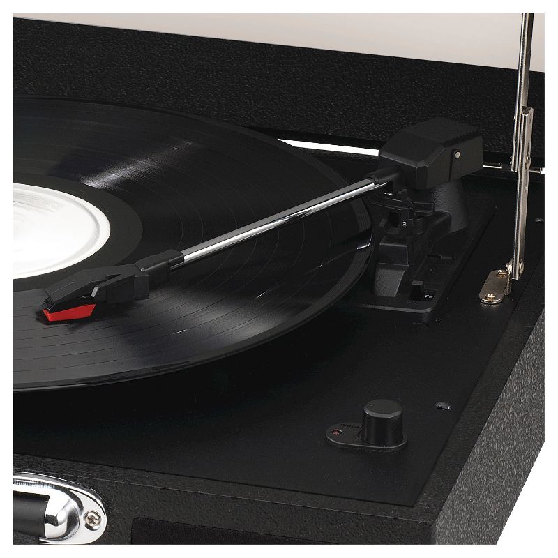 JENSEN Portable 3-Speed Stereo Turntable with Built-in Speakers - Black (JTA-410 )