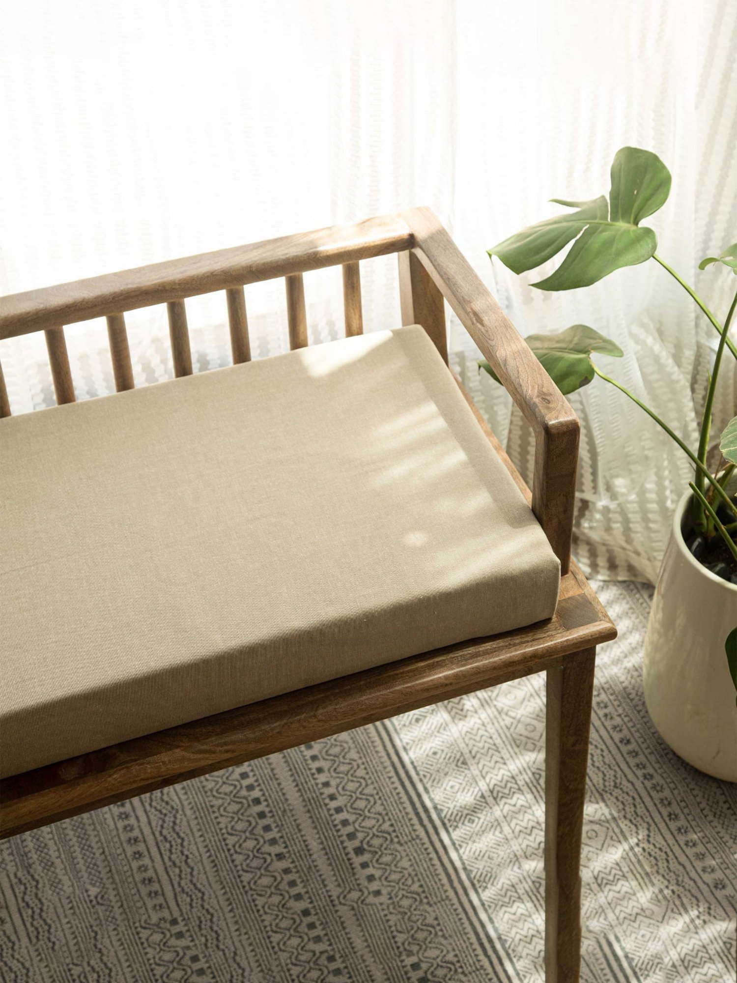 Chumbak Jodhpur Sailor Solid Blue Sheesham Wood Bench