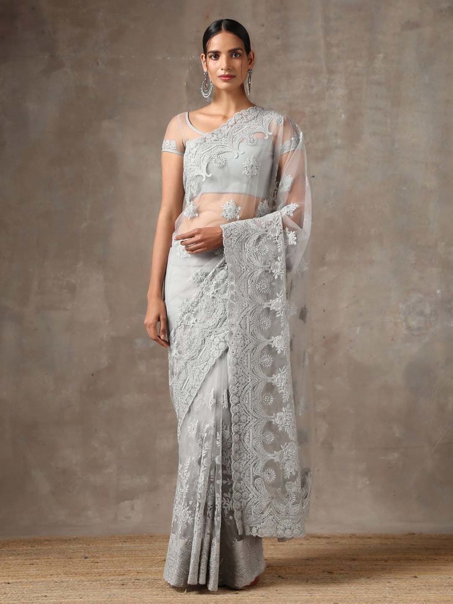 Swtantra Grey Embroidered Readymade Blouse