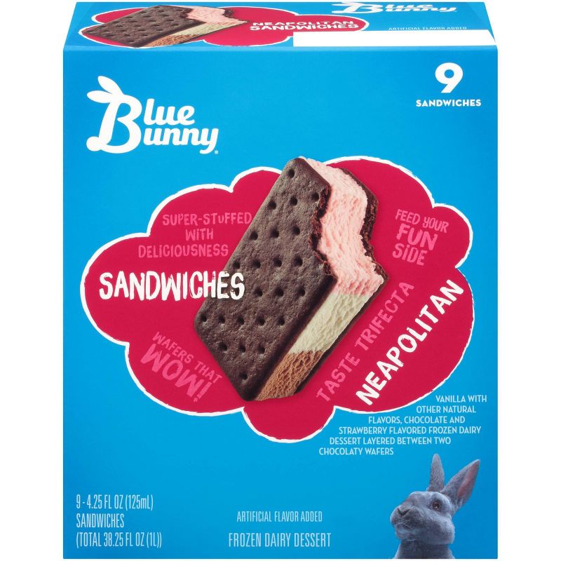Blue Bunny Premium Sandwiches Neapolitan - 9ct