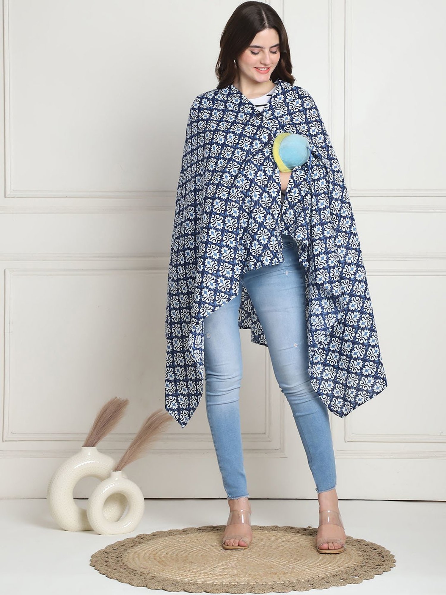 Secret Wish Blue Printed Maternity Cover Up