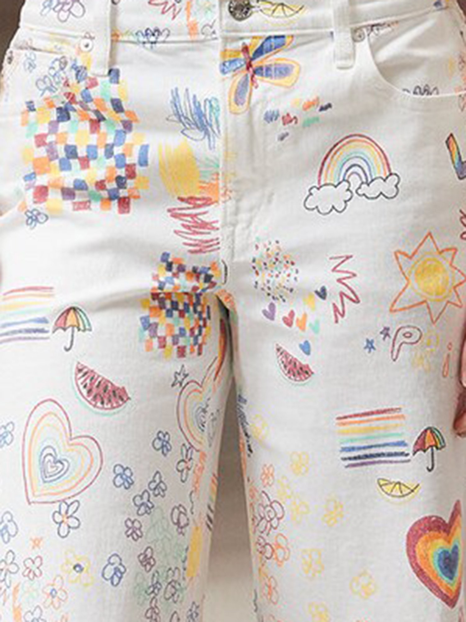 American Eagle Outfitters White Cotton Printed Bermuda Shorts