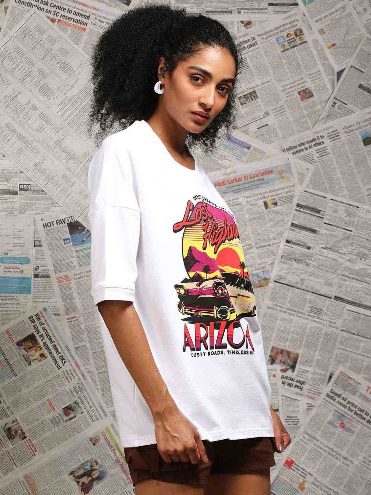 Difference Of Opinion White Loose Fit Printed Unisex T-Shirt