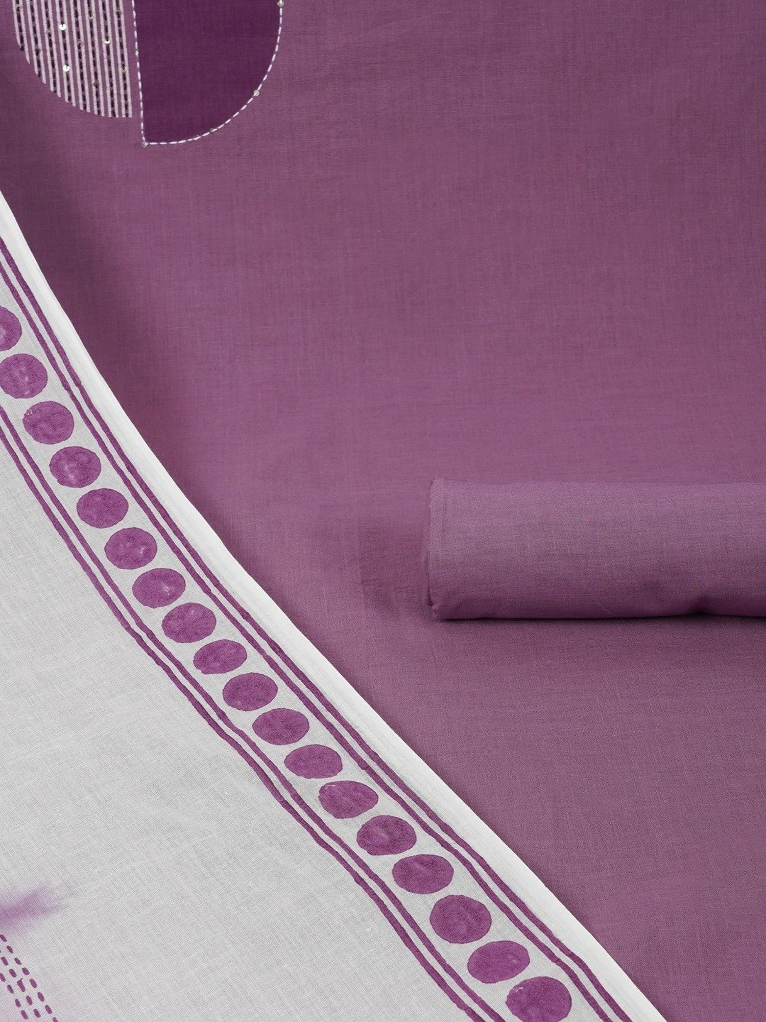 Kami Kubi Purple Geometric Dress Material