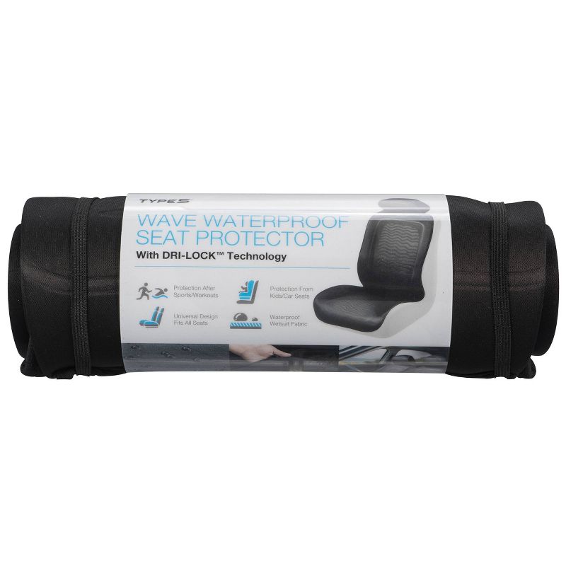 Type S 4"x15"x4" Wave Slip-on Waterproof Seat Protector Black