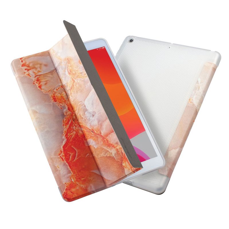 Insten - Marble Tablet Case For iPad 8th Gen 10.2" 2020, Multifold Stand, Magnetic Cover Auto Sleep/Wake, Shock Resistant, Orange