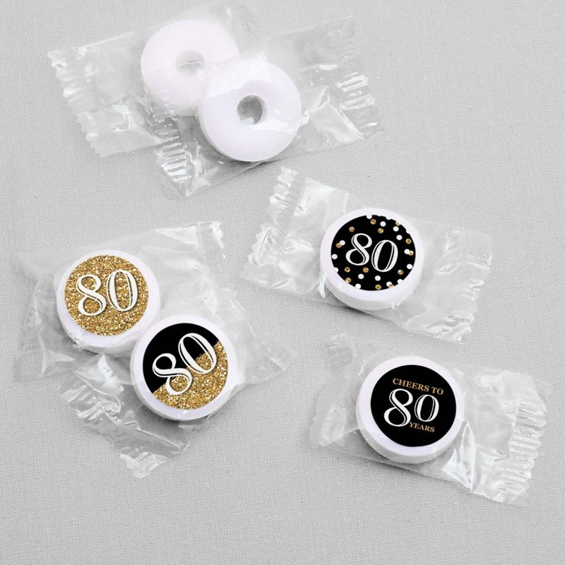 Big Dot of Happiness Adult 80th Birthday - Gold - Round Candy Sticker Party Favors - Labels Fit Hershey's Kisses (1 sheet of 108)