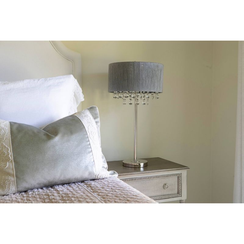 27" x 13" Penelope String Table Lamp Brushed Nickel - Decor Therapy