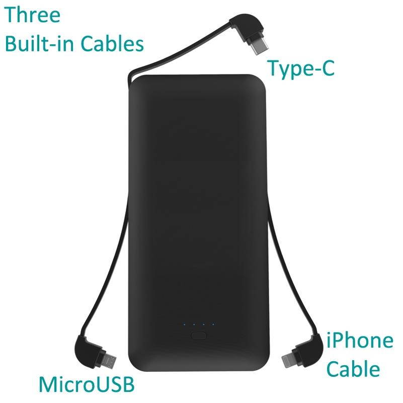 Slim 10000mAh Portable Battery Charger Backup USB Power 1-Port USB with Built-in Compatible With Huawei P9 P10, Mate SE 10