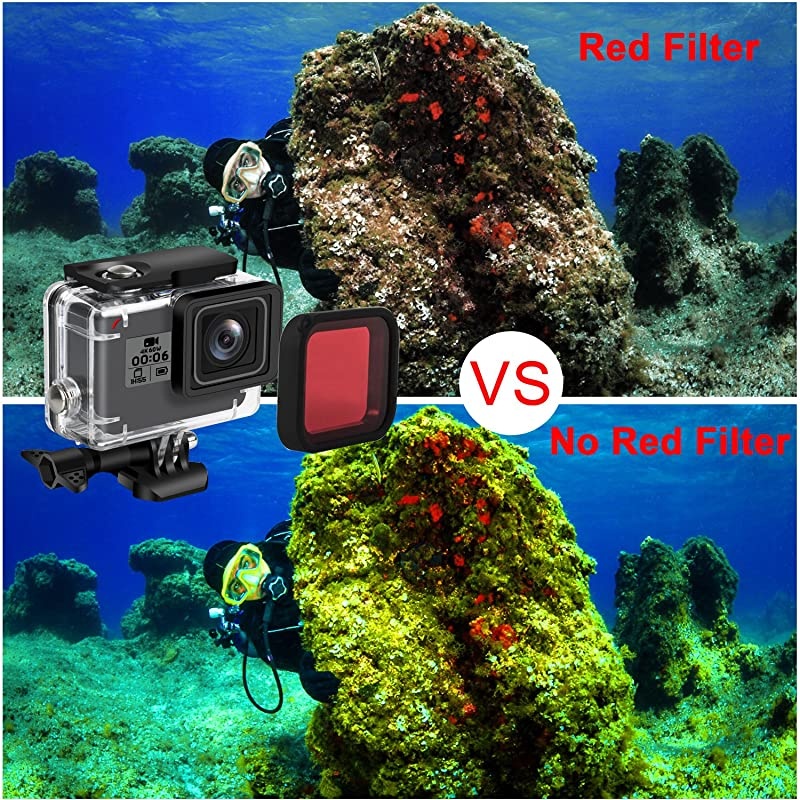 Waterproof Housing Shell for GoPro HERO7/2018/6/5 Black Diving Protective Housing Case 45m with Red Filter, Bracket Accessories for Go Pro Hero7/2018/6/5 Action Camera