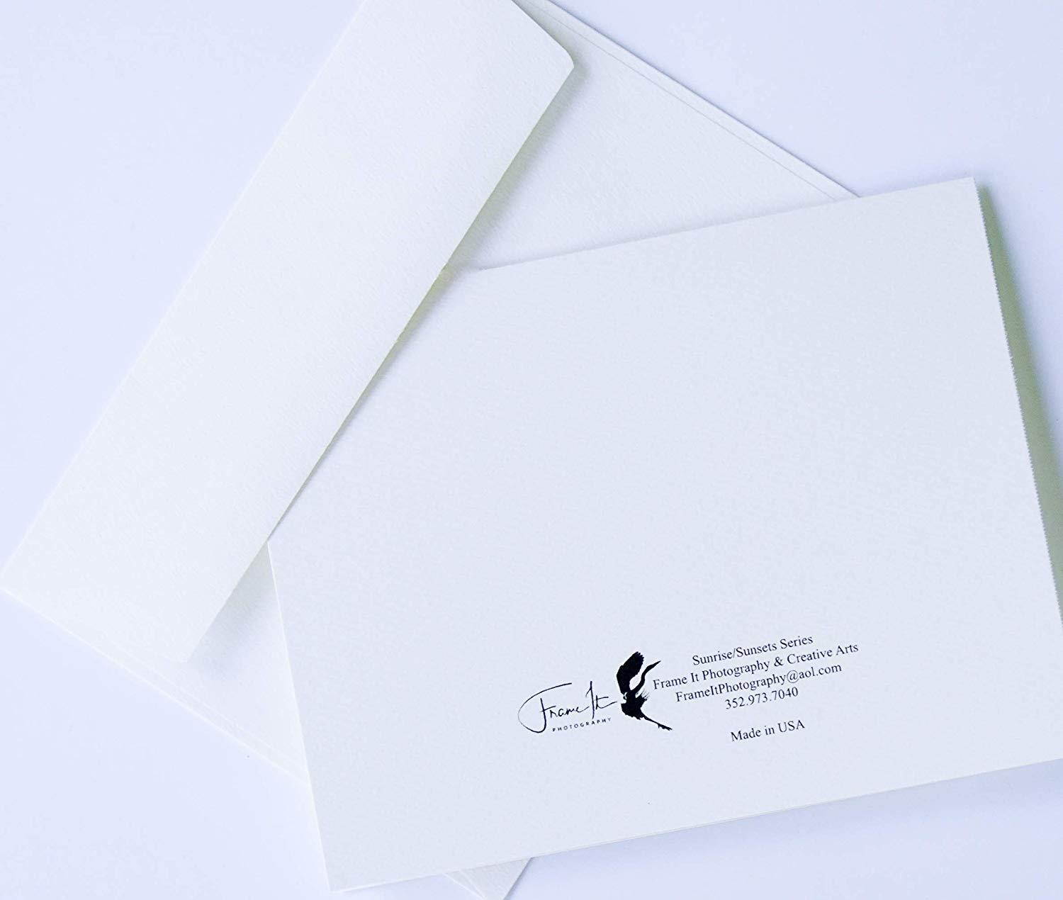 Sunrise/Sunset Note Cards Original Elegant Photographic Textured White Blank 4.25"x 5.50" Boxed Set 8 W/Matching Envelopes In Plastic Jacket Thank You Invitations Birthdays Greetings