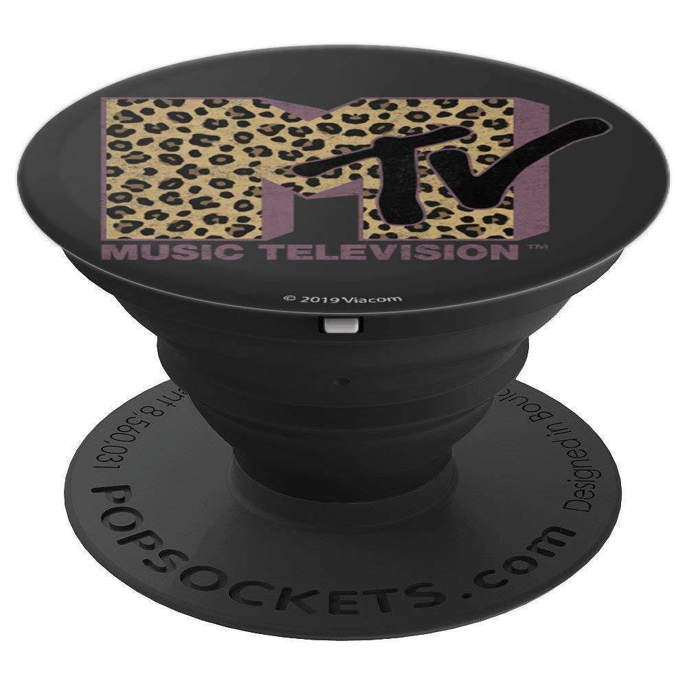 MTV Music Television Leopard Print Logo Fill PopSockets Grip and Stand for Phones and Tablets