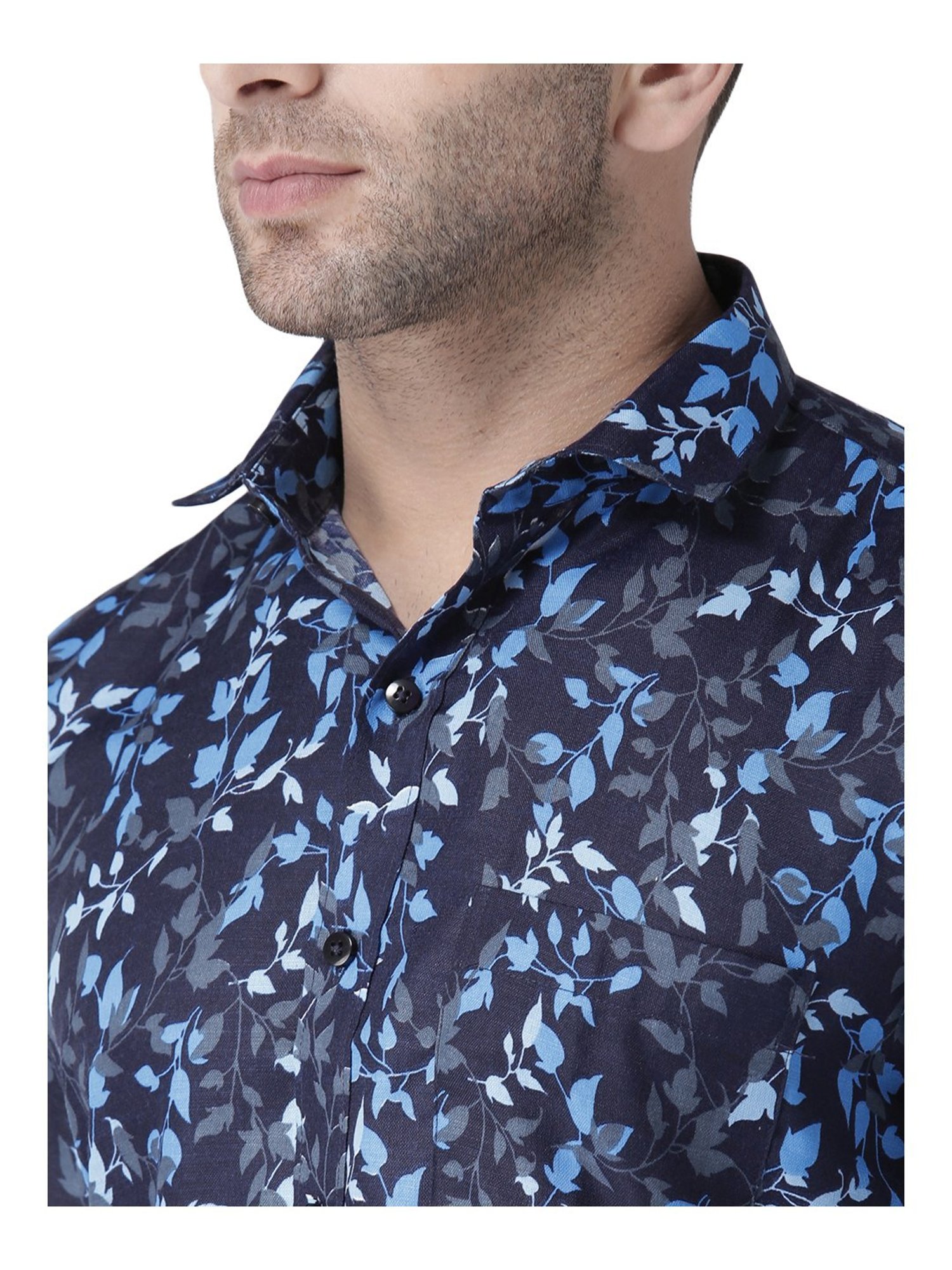 Hang Up Navy Slim Fit Printed Shirt