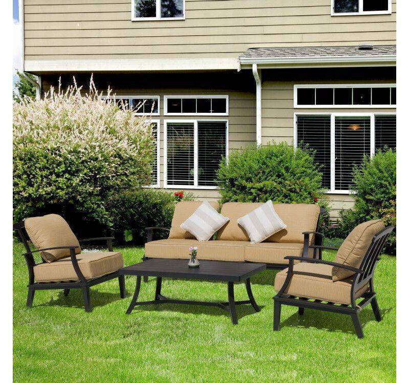 4pc Outdoor Aluminum Sofa Set Dark Gray - Nuu Garden
