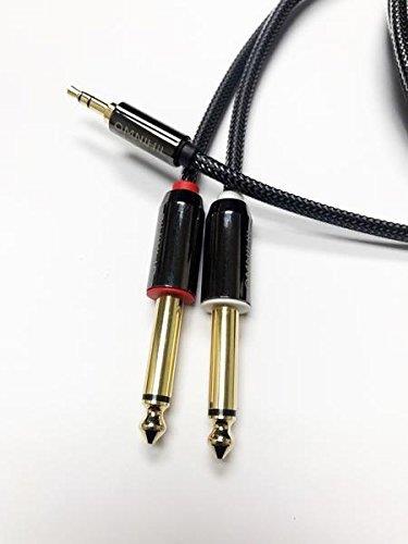 Omnihil 3.5 millimeters TRS to Dual 1/4 inch TS Premium Stereo Breakout Cable Compatible with (15 Feet /5M) Behringer X Air XR18 Tablet