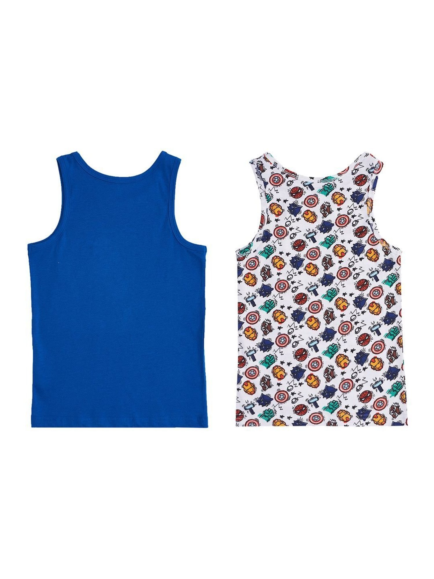 Pantaloons Junior White & Royal Blue Printed Vest (Pack Of 2)