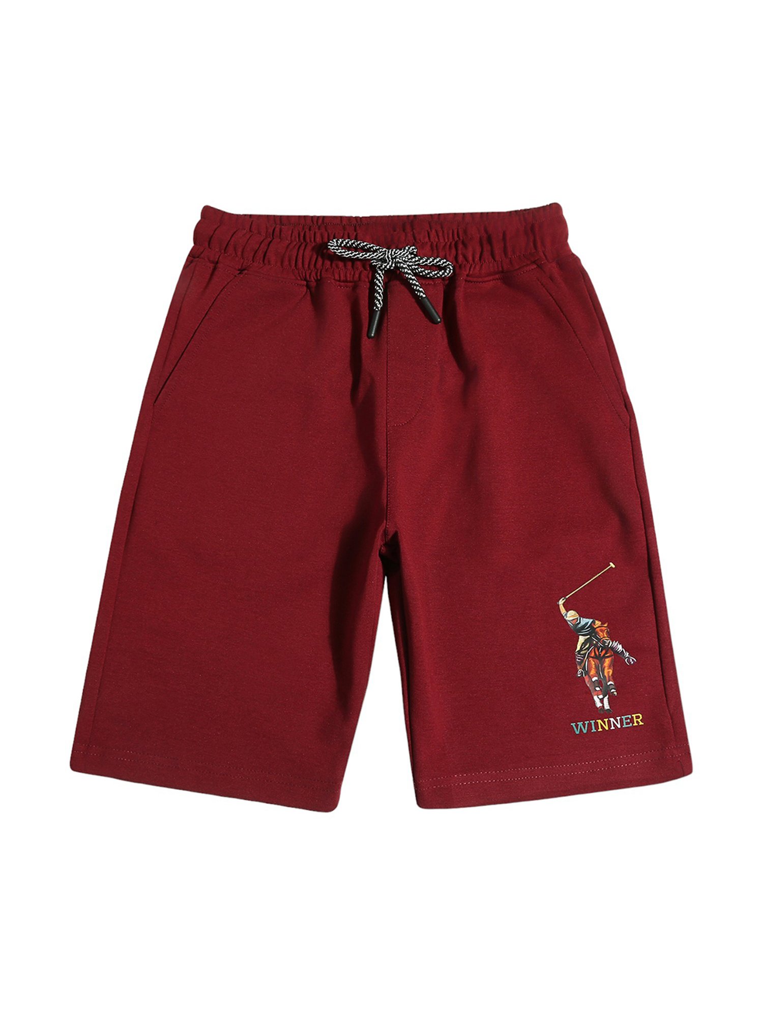 Cavio Kids Maroon Embroidered T-Shirt With Shorts