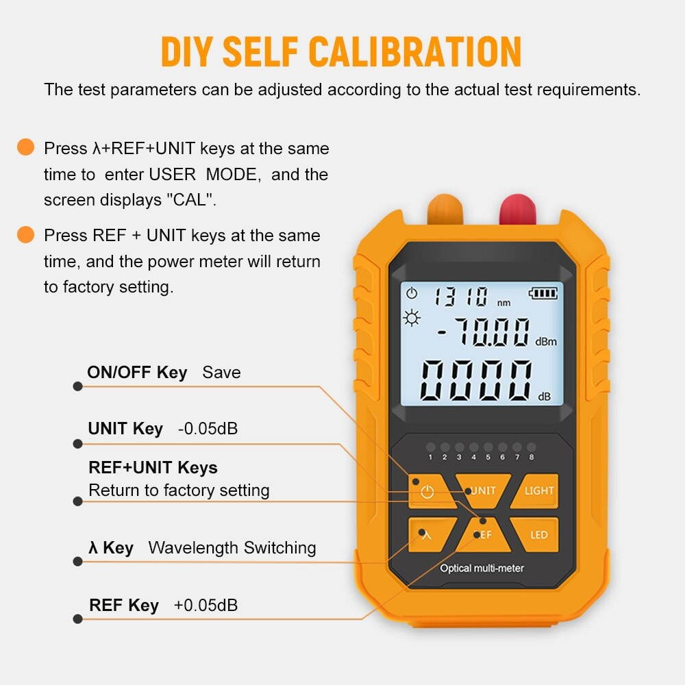 Handheld Optical Power Meter with 5km Red Light -70~+3dBm Optical Power Tester Network Cable Tester Digital Light Power Meter