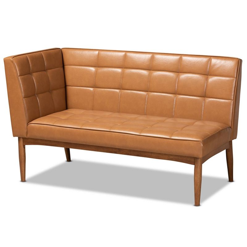 3pc Sanford Tan Wood Dining Nook Set Walnut Brown - Baxton Studio