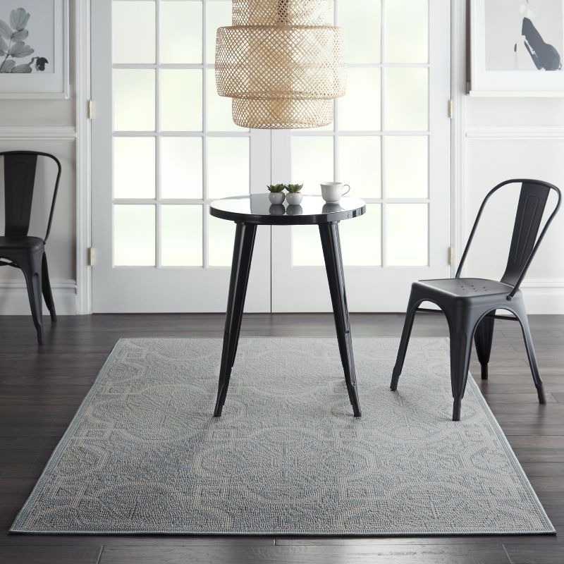 4'3"x6'3" Rectangle Indoor and Outdoor Geometric Area Rug Blue - Nourison