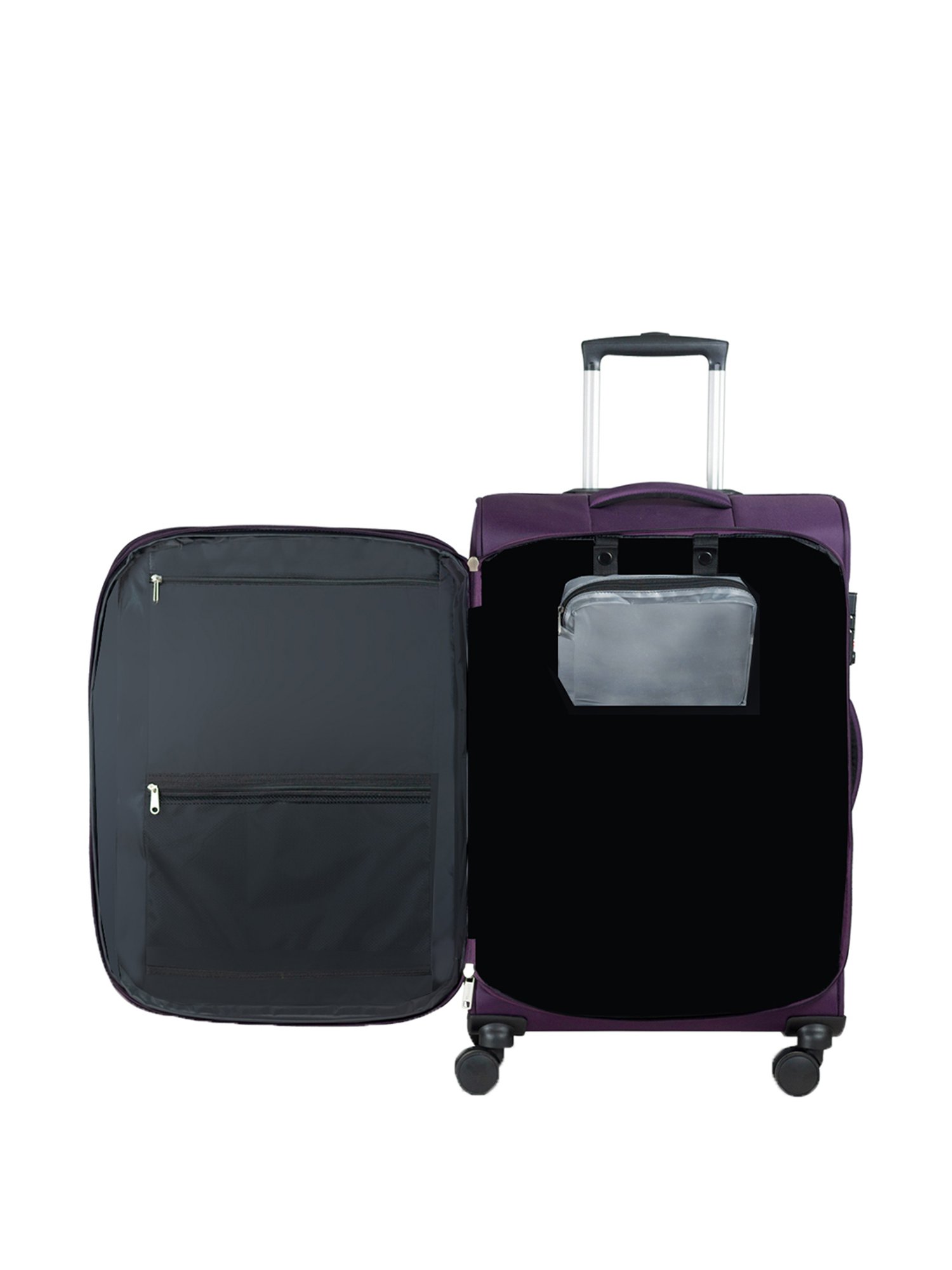 Carriall Purple & Beige 4 Wheel Large Soft Cabin Trolley Pack of 2 - 79 cm