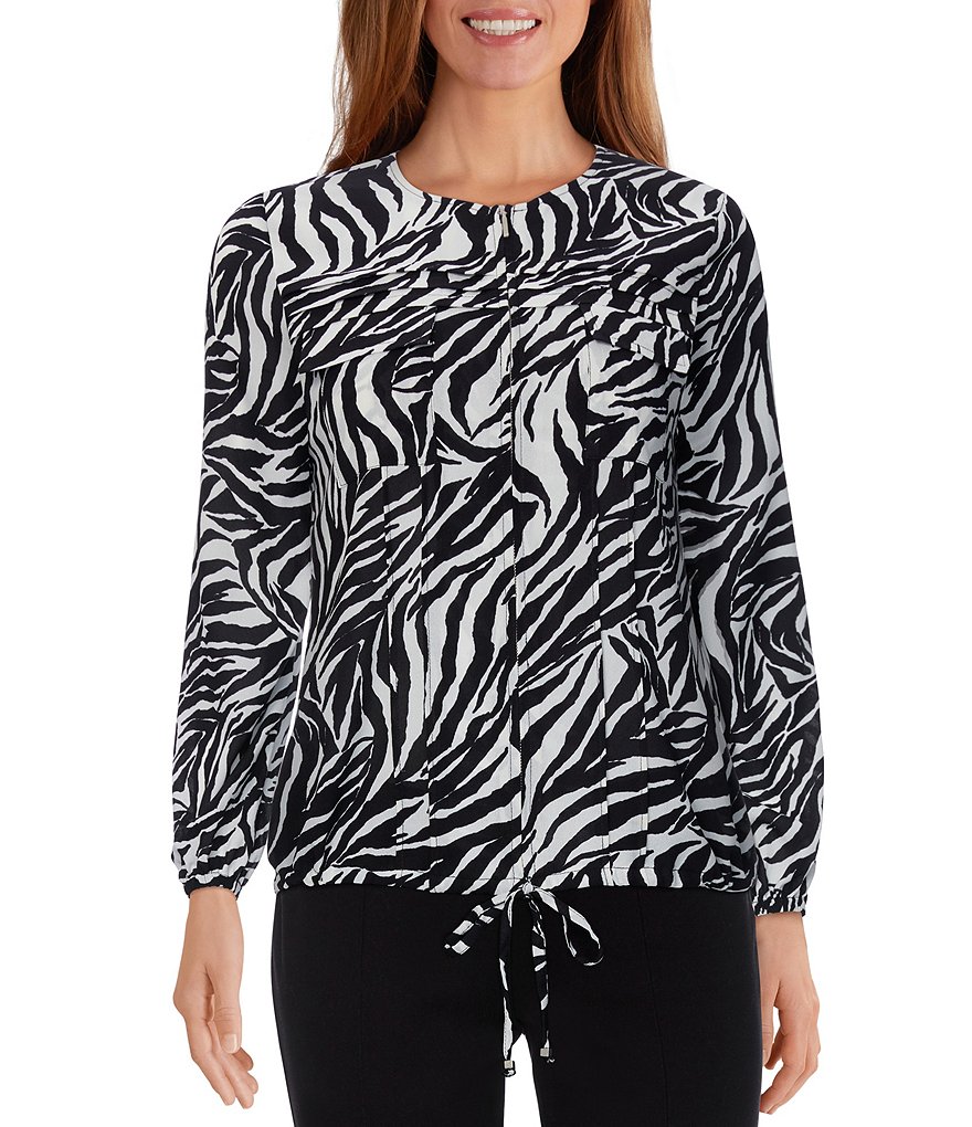 Ali Miles Petite Size Open Mesh Two Button Front 3/4 Sleeve Jacket